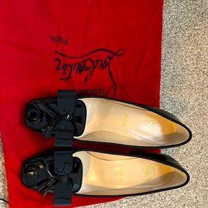 Christian Louboutin Black Carmela Patent Leather Bow Tassel Heels Pumps